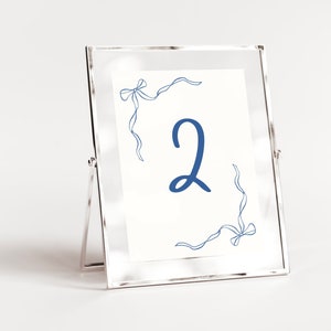 TABLE NUMBERS for Reception,Hand-drawn Bow Wedding Table Number Cards, Printable Wedding Stationery, Canva Editable Template Table Cards,