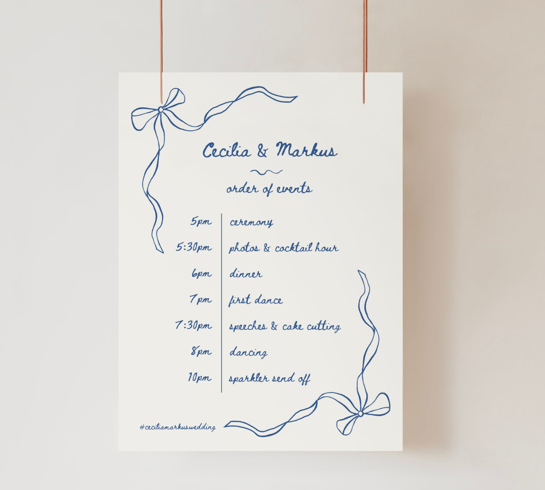 Sign Order Reception ORDER OF EVENTS - Reception Signage Hand-drawn Bow, Printable Wedding ...
