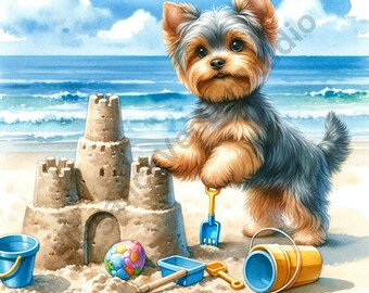 Watercolor Yorkie Clipart Bundle: Dog Lover Gift (Digital Download)