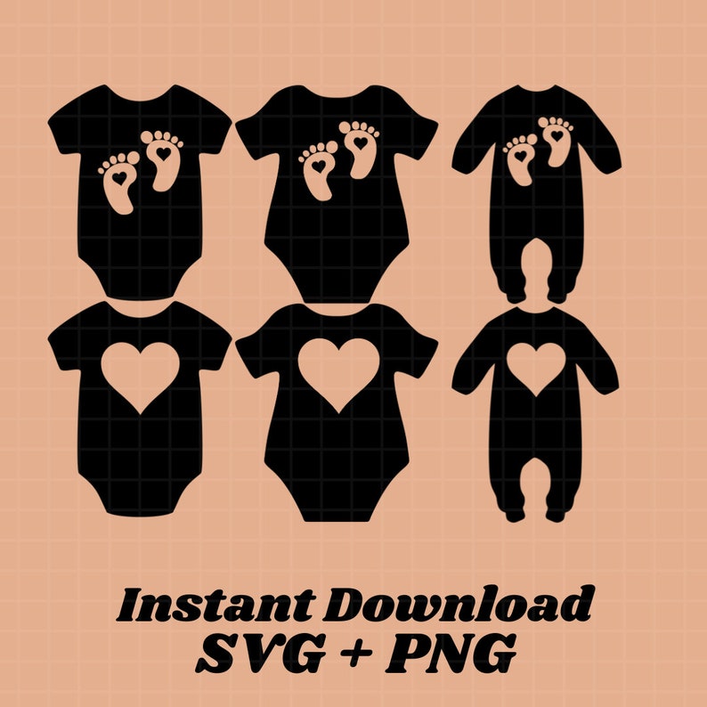 Baby Onesie Silhouette SVG Cut File: Infant Bodysuit Design (digital ...