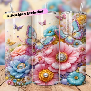 Glitter Butterflies 20 oz Skinny Tumbler Sublimation, Diamond Butterfly Tumbler Designs, Watercolor, Skinny/Straight, Digital Download