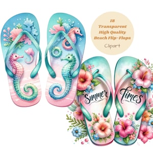 Pacchetto clipart infradito estive, grafica estiva, png scarpe da spiaggia, scarpe estive, clipart tropicale, clipart estiva, uso commerciale, grafica