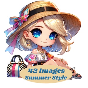 Blond Girl Summer Clipart Bundle: 42 PNG Graphics (Digital Download)