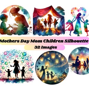 Pacote de clipart do dia das mães, conjunto de clipart para mães e filhos, gráfico PNG do dia das mães, design de sublimação do dia das mães, uso comercial, gráficos