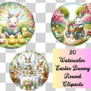 Watercolor Easter Bunny Clipart, Easter Bunny Png, Digital Download, Commercial Use, Sublimation, Junk Journal, Greeting Cards, Scrapbooking