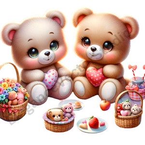 Valentines Day PNG, Watercolor Valentines Day Teddy Bear Clipart, 27 Valentines Day PNG, Teddy Bear Clipart, Love Bears Png, Commercial Use