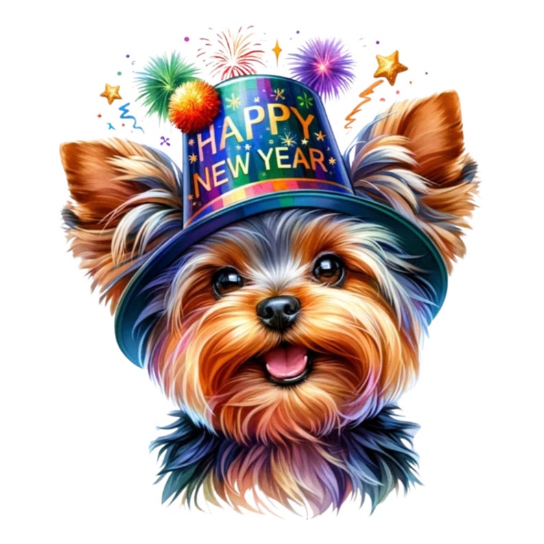 Happy New Year Dog Clipart, New Year PNG Dog, Happy New Year PNG, Puppy New Year Design,dog