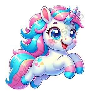 Cute Cartoon Unicorn PNG Clipart, High Quality Cute Nursery Kids Unicorn Illustration, Commercial Use, Instant Digital Download, Clipart PNG