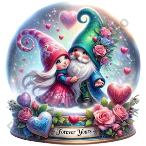 Valentine Gnome Clipart PNG - 44 Images, Valentine Snow Globe Gnome Couple Clipart Designs, Commercial Use, Digital Planners, Valentines Day
