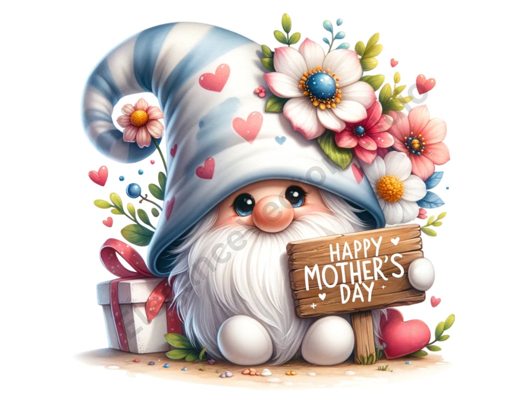 Watercolor Mother's Day Gnome Clipart Bundle (PNG Digital Download) - Etsy
