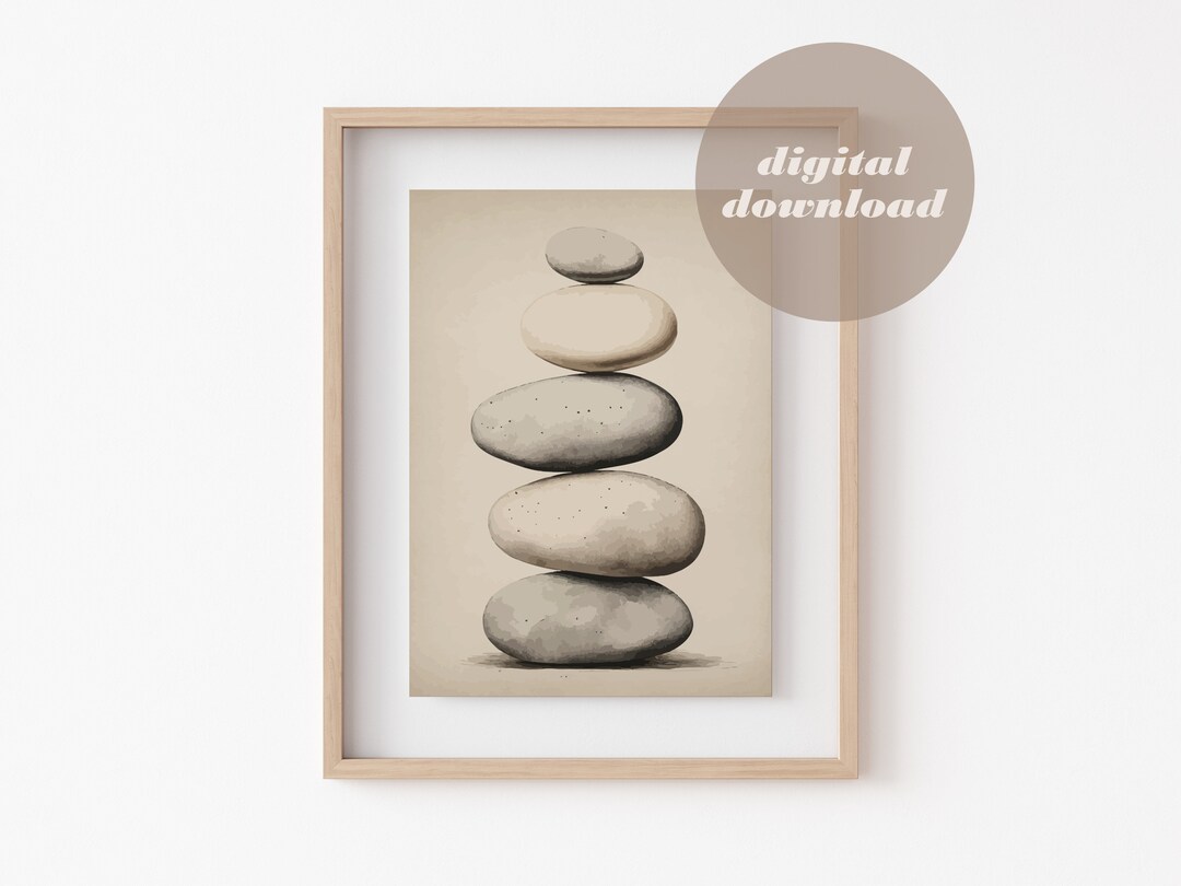 Stacked Balancing Stones Print, Zen Minimalist Art (digital Download ...