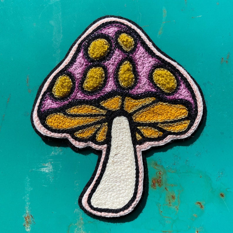 Mushroom Handcrafted Chainstitch Patch image 1