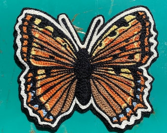 Large Tortoiseshell Butterfly Handcrafted Chainstitch Patch