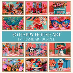 50 Frame TV Art Bundle | Colorful Maximalist Art | Eclectic Frame TV Art | Dopamine Decor | Funky Wall Art | Happy House Digital Art