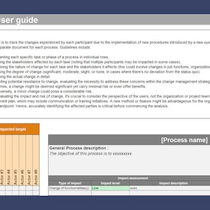 Change Management - Impact Assessment and Process Analysis Excel Template