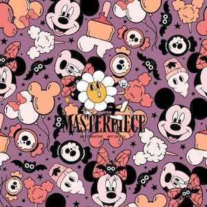 Halloween Mouse Seamless Pattern, Spooky Seamless File, Mouse Halloween Seamless Design for Fabric Sublimation