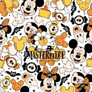 Halloween Mouse Seamless Pattern, Spooky Seamless File, Mouse Halloween Seamless Design for Fabric Sublimation