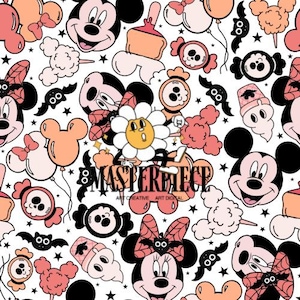Halloween Mouse Seamless Pattern, Spooky Seamless File, Mouse Halloween Seamless Design for Fabric Sublimation