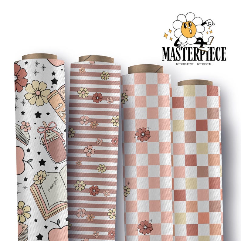 Cute Pastel Back to School PNG Seamless Pattern Bundle, School Seamless ...