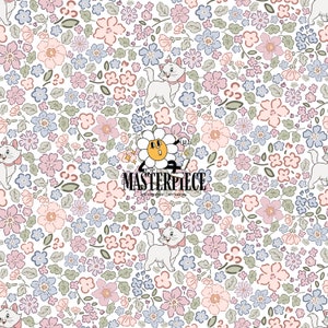 Spring Aristocats Seamless Pattern, Spring Cat Seamless File, Flower Repeat Pattern for Fabric Printing