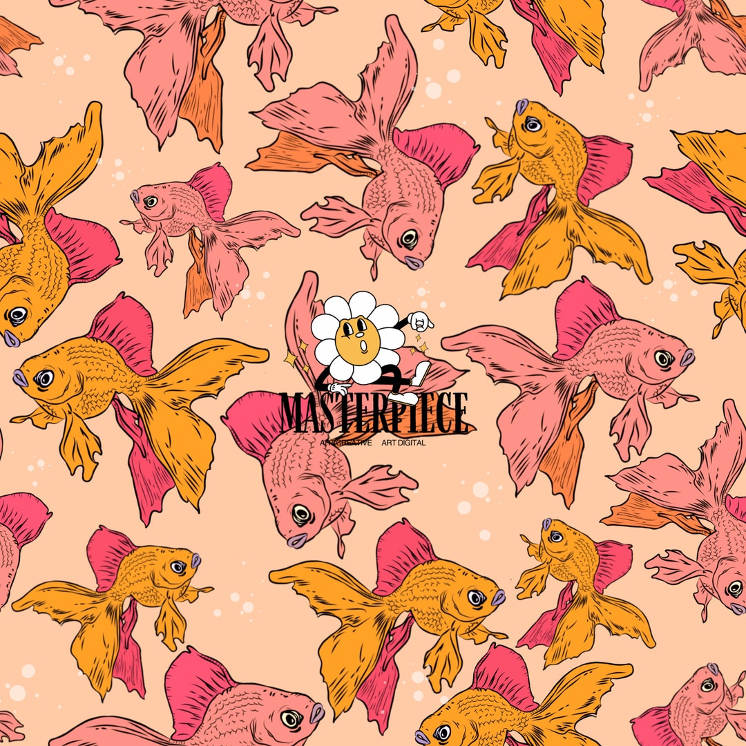 Cute Pink Koi Fish Seamless Pattern, Summer Pattern Files, Girly ...
