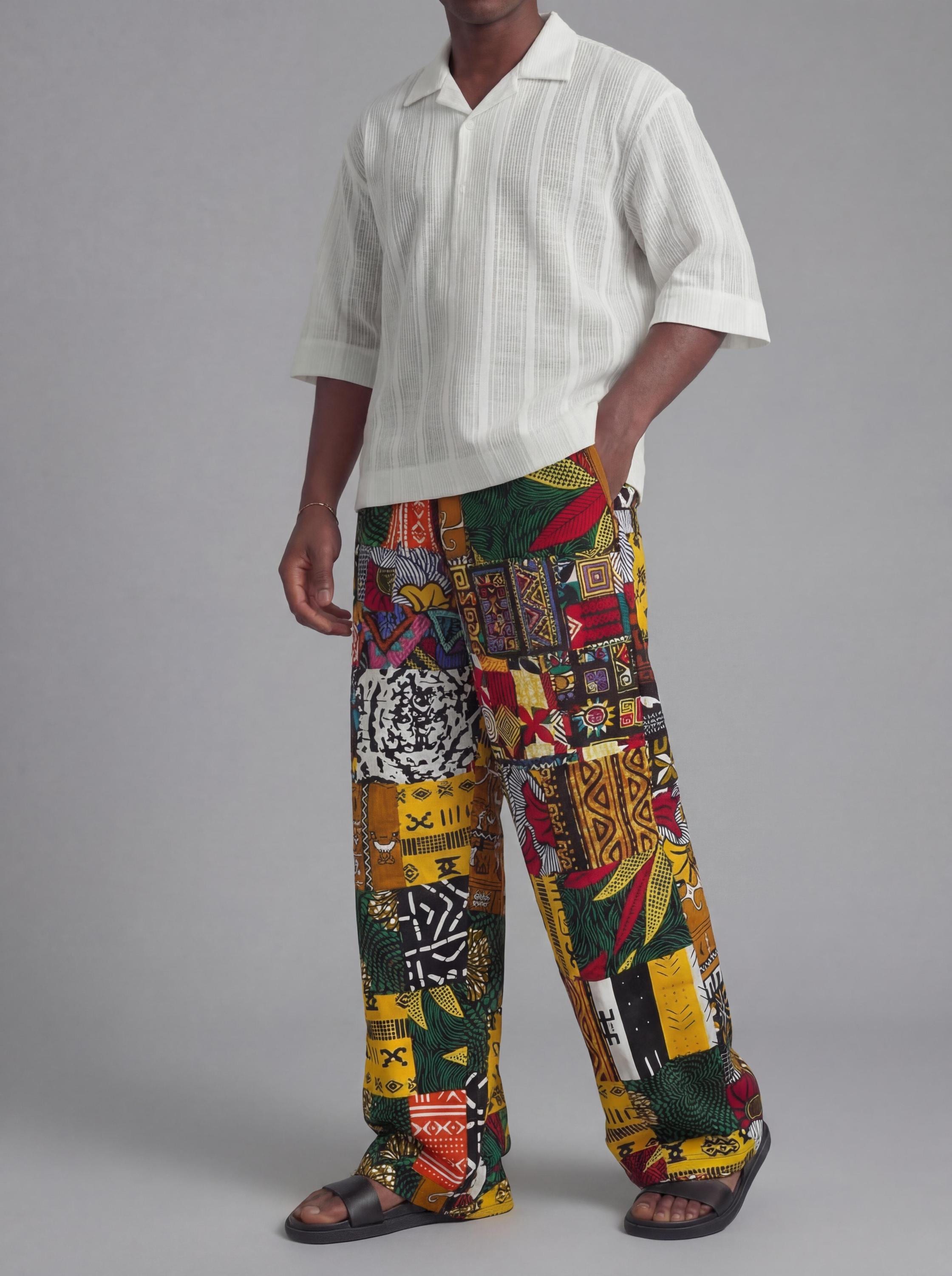 African Print Patches Unisex Oversized Trouser - Etsy