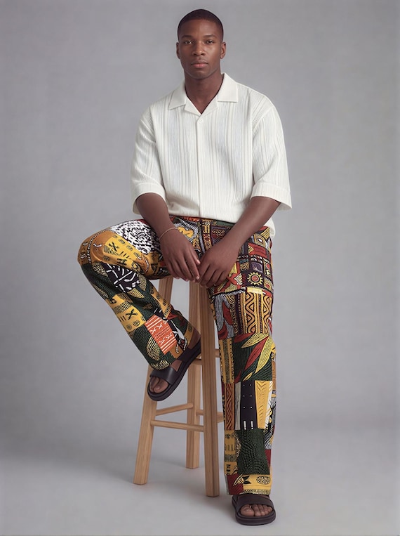 African Print Patches Unisex Oversized Trouser - Etsy