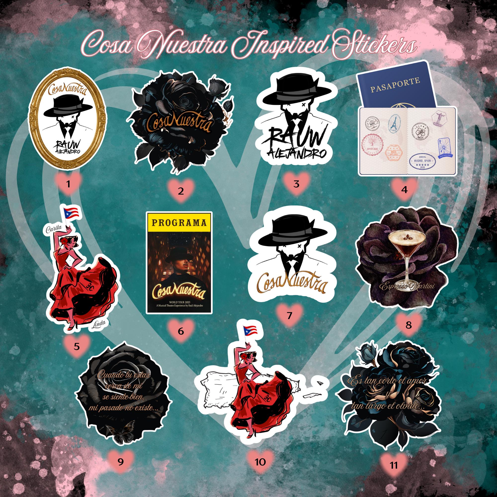 Cosa Nuestra Inspired Stickers|Rauw Alejandro|Cosa Nuestra|Vinyl Sticker|Water Bottle Sticker|Laptop Sticker|Puerto Rico|Boricua|Coqui