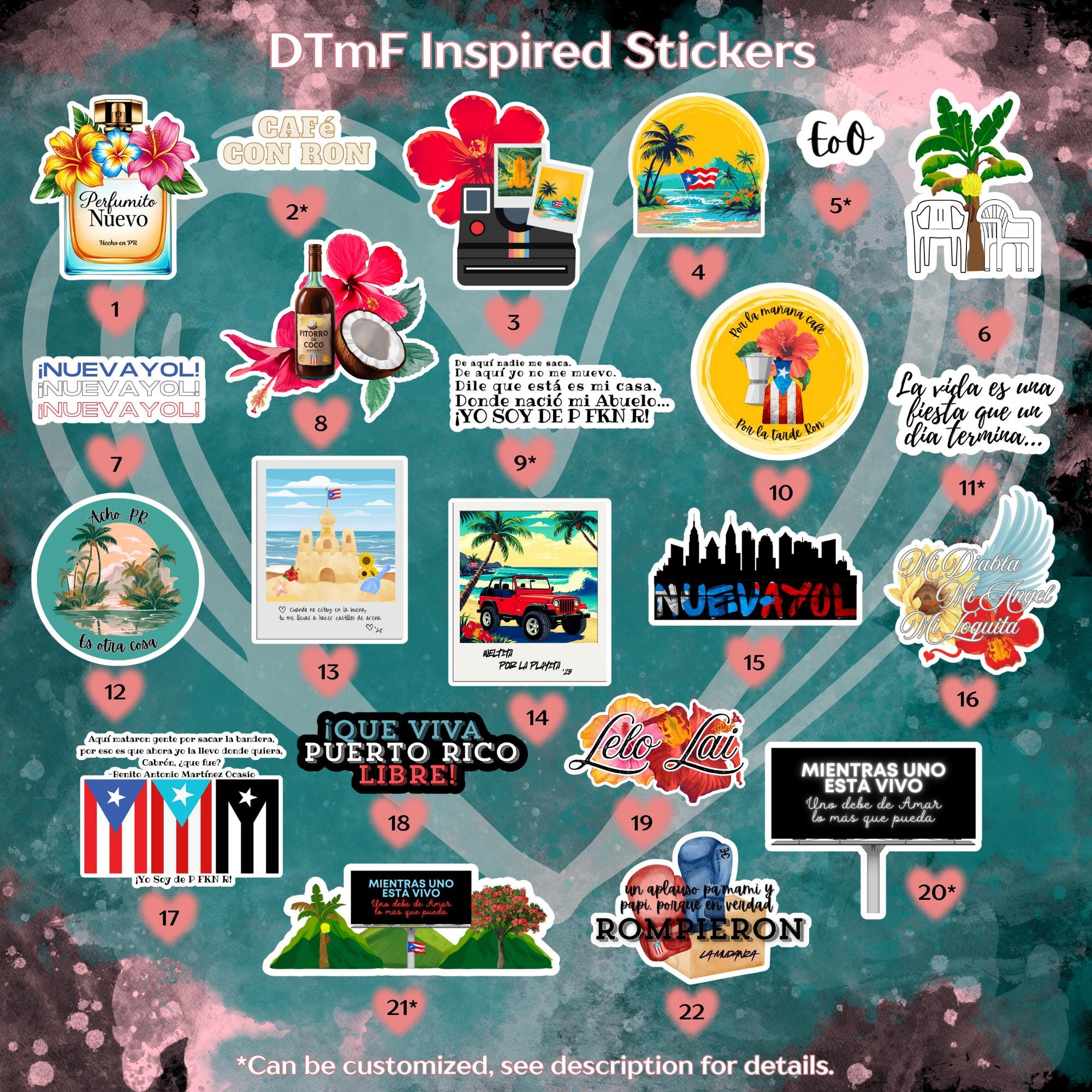 Bad Bunny Inspired Vinyl Stickers: Dtmf Album, Puerto Rico, Boricua - Etsy