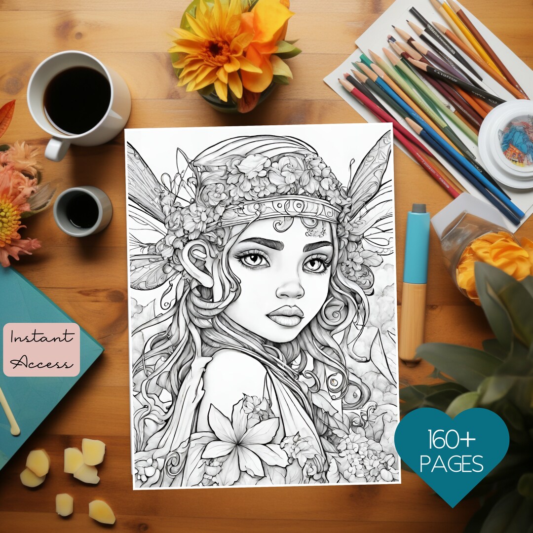 160 Pages Puerto Rican Fairyland Coloring Book, Adult Coloring Pages, Teen Coloring Pages ...