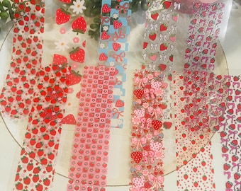 BOOKMARK UV DTF Decal sheet ( 5 on 1 sheet) - Strawberries
