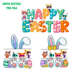 Super Kitties  Easter  PNG file  - DIGITAL-