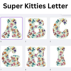 Super Kitties  green letter   PNG file  - DIGITAL-