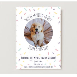New Puppy Announcement, Custom Design Card, Puppy Shower, Gender Neutral Photo Card, Canva Template, Puppy Sprinkle, Dog Birthday Party