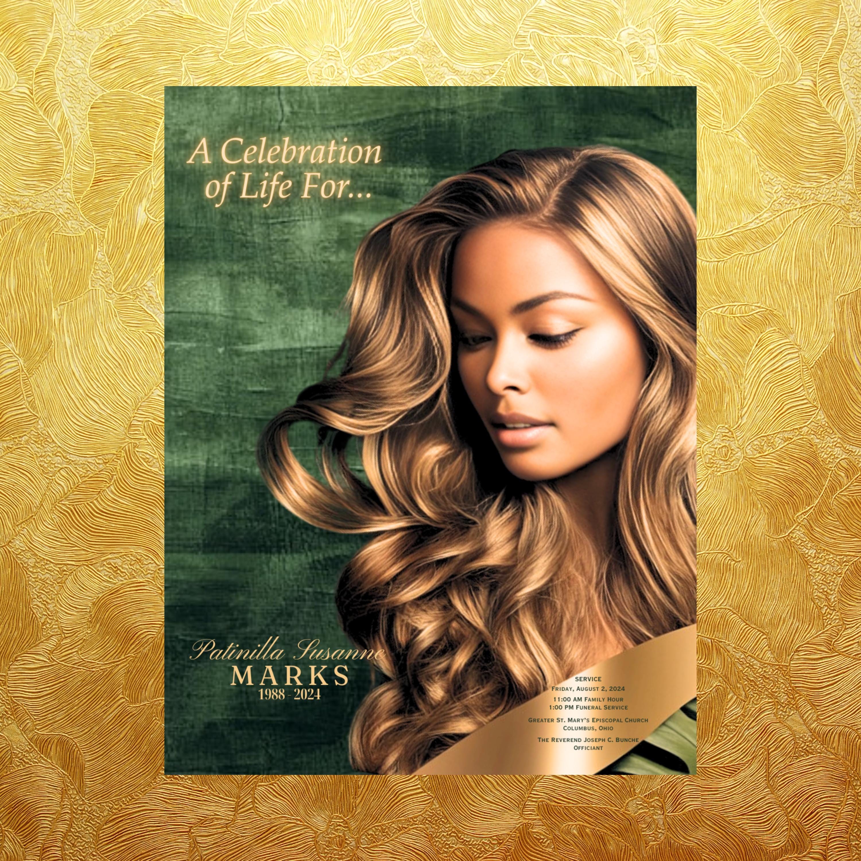 8 Page, 8.5x11 (11x17) Full Sized Funeral Program Template| Green & Yellow Obituary|Simple, Easy to Edit| Mother Father Wife Husband