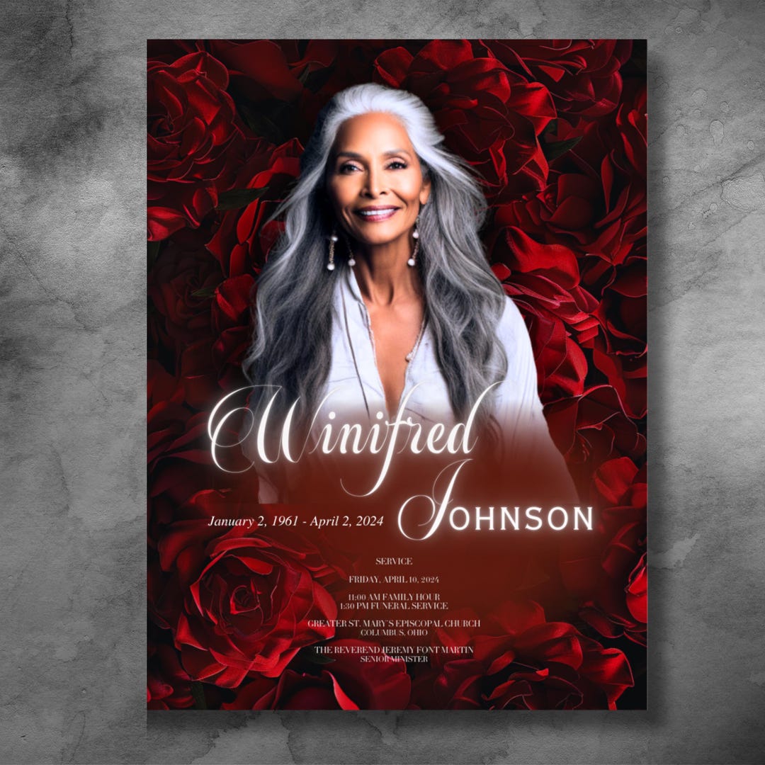 Black & Red Funeral Program Template: Simple Obituary (11x17 In, 4 Pg ...