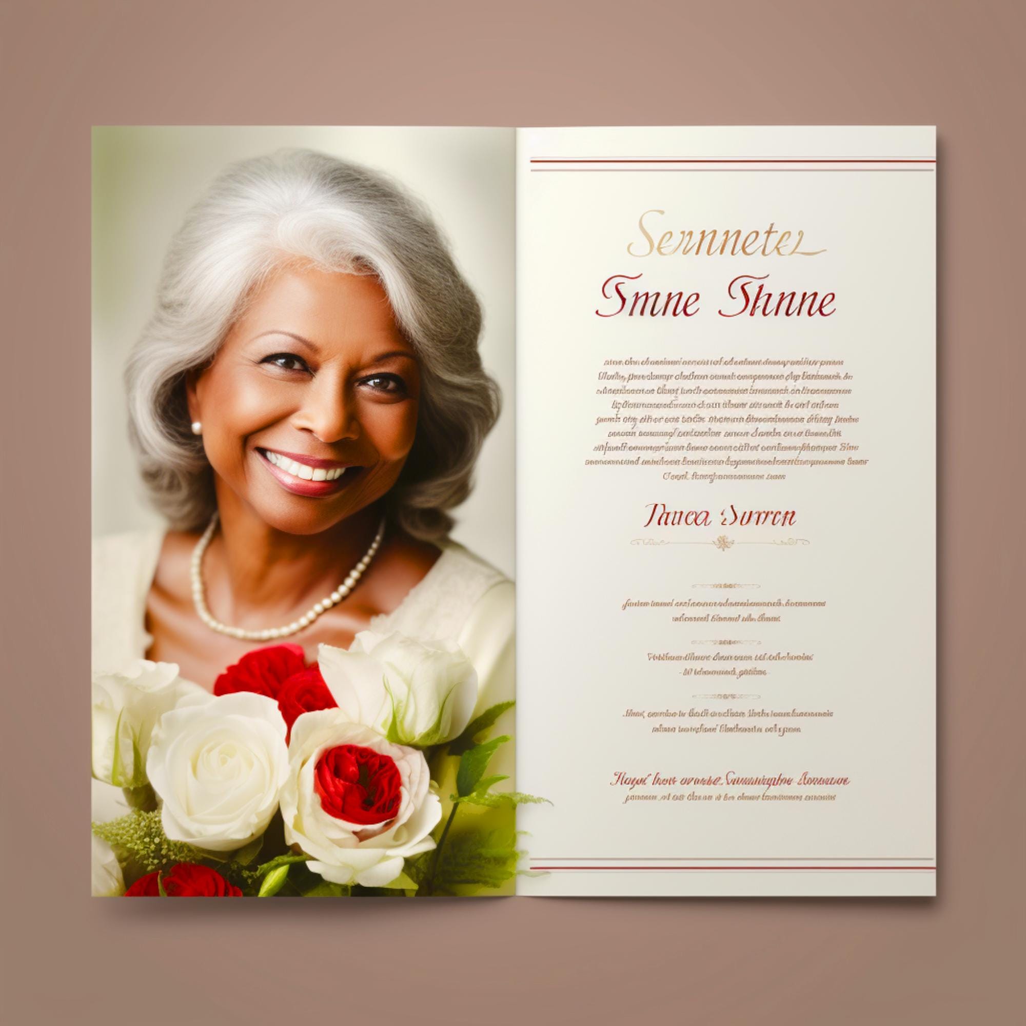 Red White Funeral Program, Premium Obituary, Custom 11x17 Inch ...