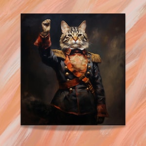 Personalized Pet Portrait: Military Uniform Cat Art (Digital Download)