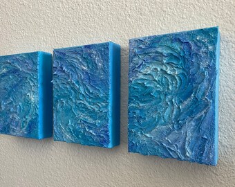 Triptyque abstrait en acrylique