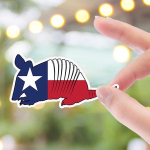 Sticker tatou Texas : autocollant en vinyle durable pour ordinateur portable, bouteille d'eau