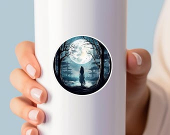 Moon Woman Vinyl Aufkleber: Celestial Night Lunar Decal