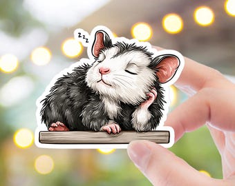 Sleeping Opossum Vinyl Sticker, Laptop Decal