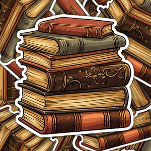 Vibraciones extravagantes de biblioteca: decora con una encantadora pila de libros Pegatina