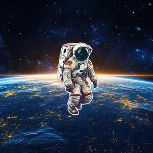 Astronaut im Weltraum Aufkleber, Weltraum Aufkleber, Sci-Fi Dekor, Geschenk für Weltraumliebhaber, Laptop Aufkleber, langlebiges wasserdichtes Vinyl, Galaxy Aufkleber