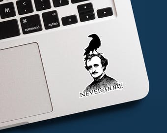 Edgar Allan Poe Raven Sticker: Gothic Laptop Decal, Literary Gift