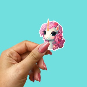 Magical Unicorn Pink Hair Sticker - Fun and Whimsical Decoration