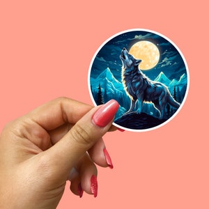Sticker loup sauvage - Ciel nocturne au clair de lune