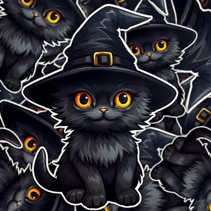 Sticker Halloween chat noir | Effrayant et mignon pour toutes les occasions ! Sticker adorable chat noir