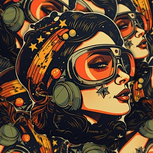 Vintage Frauen Aufkleber, Girl Power, Retro Biker Mädchen Aufkleber, Geschenk für sie