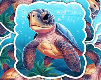 Sea Turtle Sticker: Adorable Vinyl Decal